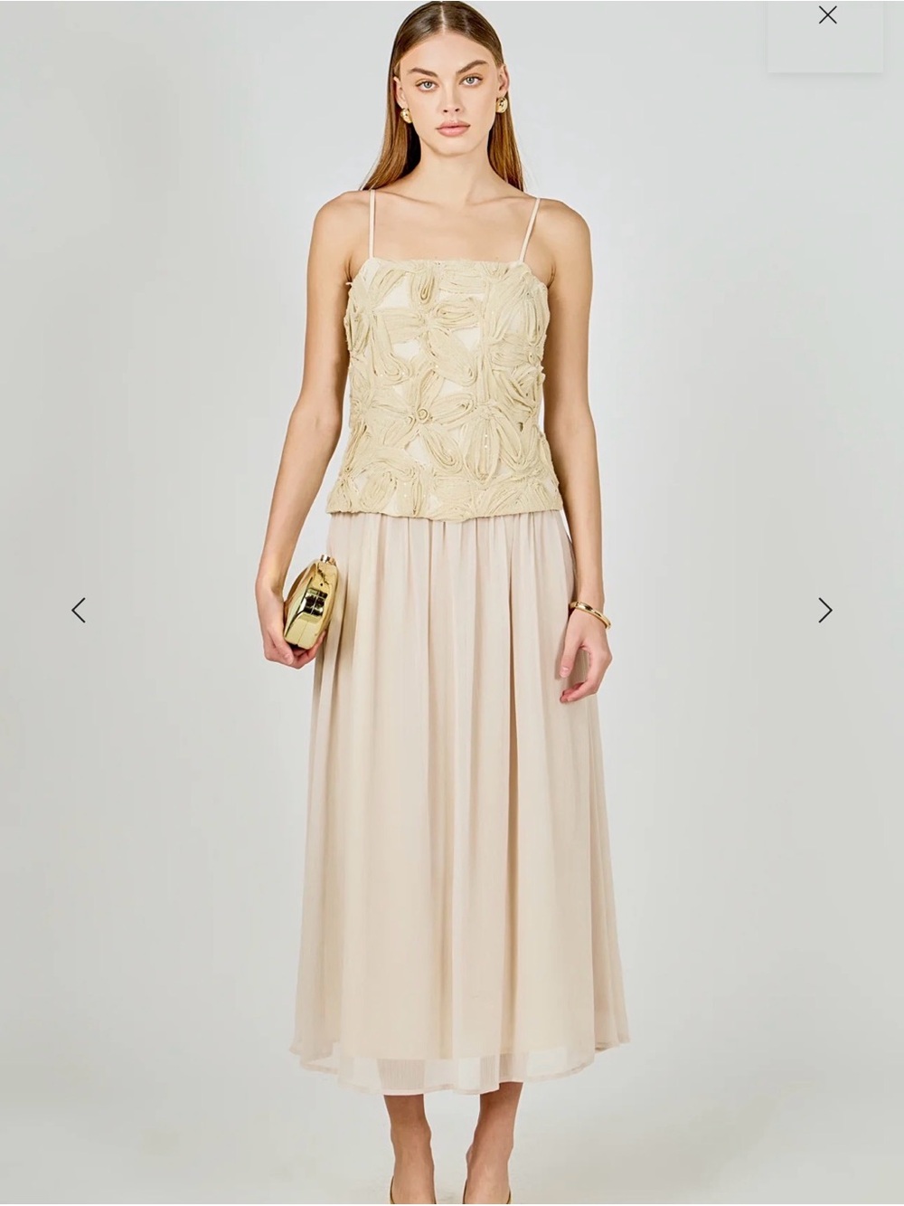 Endless Rose Cream Mixed Media Midi Dress